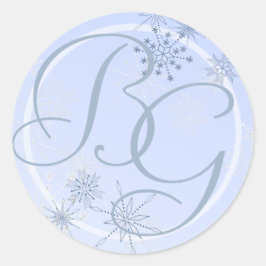 Sneeuwvlok Ice Blue Ronde Sticker