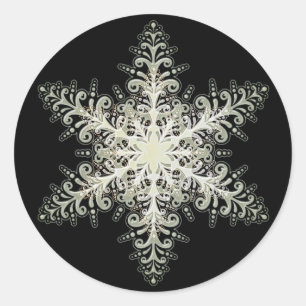 Sneeuwvlok ijskant winter wit en zwart elegant ronde sticker