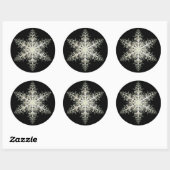 Sneeuwvlok ijskant winter wit en zwart elegant ronde sticker (Vel)