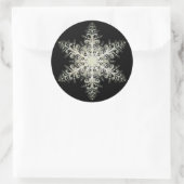 Sneeuwvlok ijskant winter wit en zwart elegant ronde sticker (Tas)