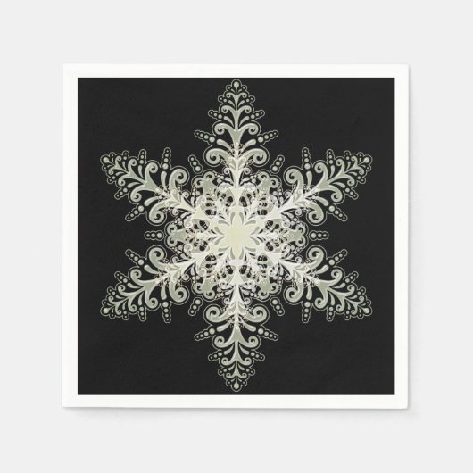 Sneeuwvlok ijzig kant winter wit en zwart elegant servet (Voorkant)