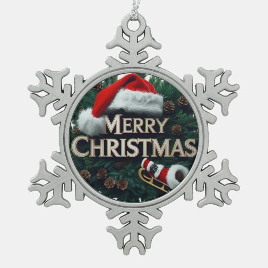 Sneeuwvlok Ingelijste Kerst Ornament – Rustieke Ho (Voorkant)