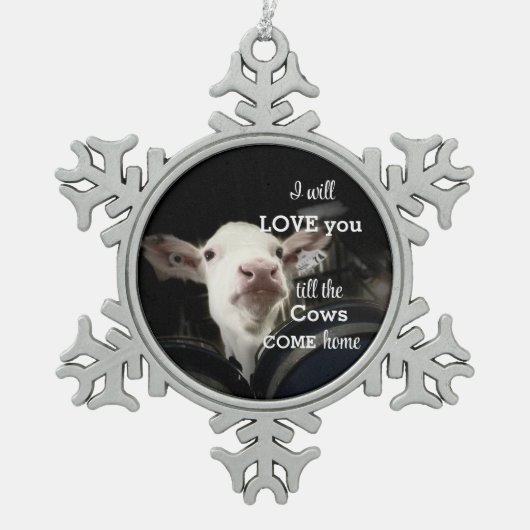 Sneeuwvlok ingelijste Koe Ornament (Voorkant)