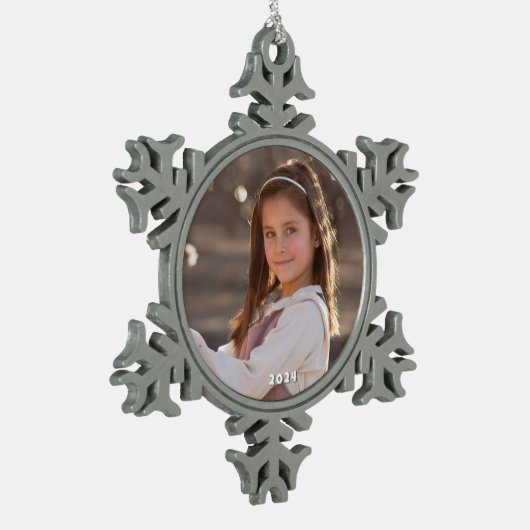 Sneeuwvlok Ingelijste Ornament met Jaar (Links)