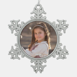 Sneeuwvlok Ingelijste Ornament met Jaar