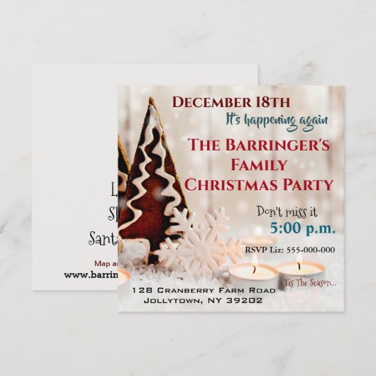 Sneeuwvlok instellen Familie Kerstfeest Kaart (Voorkant / Achterkant)