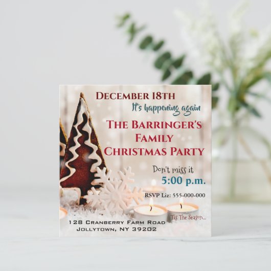 Sneeuwvlok instellen Familie Kerstfeest Kaart (Staand voorkant)