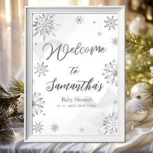 Sneeuwvlok is op komst Baby Shower Welkom Bord Poster