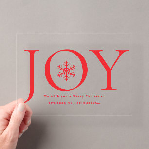 Sneeuwvlok Joy Familie Fotocollage Kerstmis Acryl Uitnodigingen