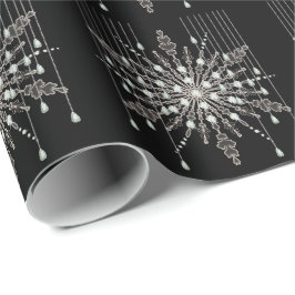 Sneeuwvlok juweel elegant kristal winter zwart zil cadeaupapier