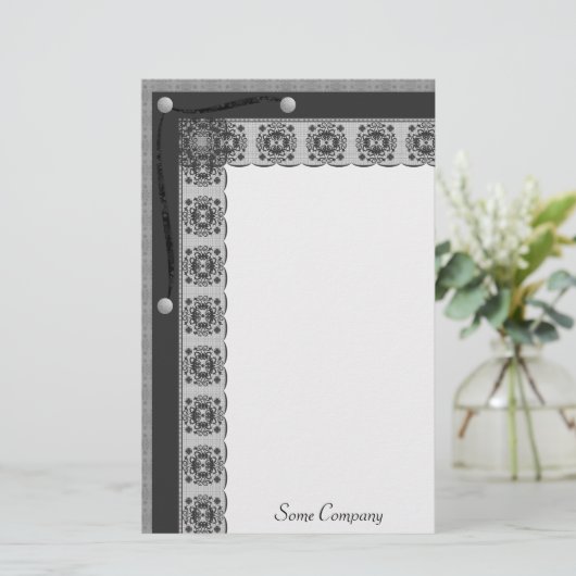 Sneeuwvlok Kant en Brads Set (zwart en wit) Briefpapier (Staand voorkant)