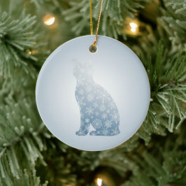 Sneeuwvlok Kat Kerstmis Winter Kat Silhouet Keramisch Ornament