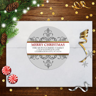 Sneeuwvlok Kerst Familie Adres Ronde Sticker