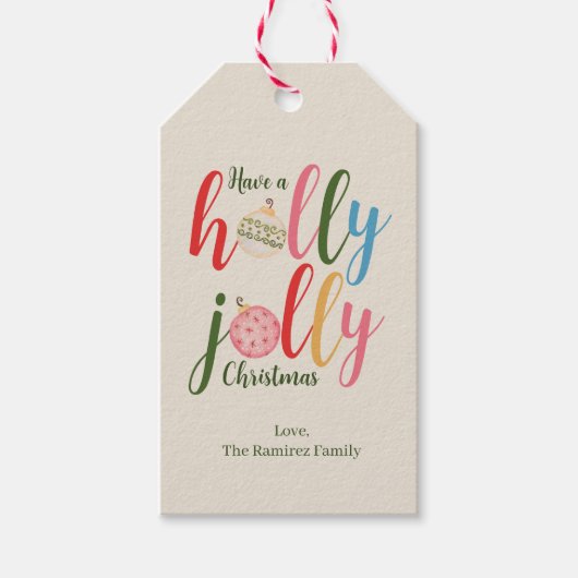 Sneeuwvlok Kerst Kleurrijke Typografie Classic Cadeaulabel (Voorkant)