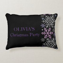 Sneeuwvlok Kerst Paarse Zilver Accent Kussen