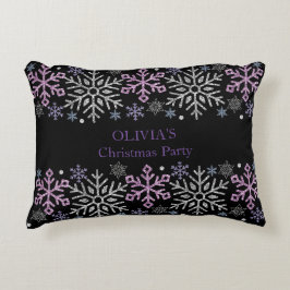 Sneeuwvlok Kerst Paarse Zilver Accent Kussen
