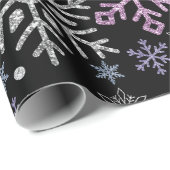 Sneeuwvlok Kerst Paarse Zilver Cadeaupapier (Rol Hoek)