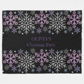 Sneeuwvlok Kerst Paarse Zilver Fleece Deken (Voorkant (Horizontaal))