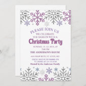 Sneeuwvlok Kerst Paarse Zilver Kaart (Voorkant / Achterkant)