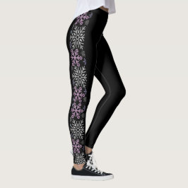 Sneeuwvlok Kerst Paarse Zilver Leggings