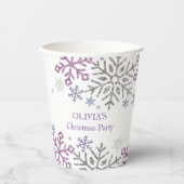 Sneeuwvlok Kerst Paarse Zilver Papieren Bekers (Voorkant)
