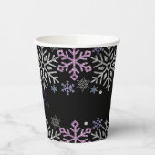 Sneeuwvlok Kerst Paarse Zilver Papieren Bekers (Links)