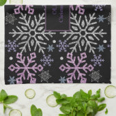 Sneeuwvlok Kerst Paarse Zilver Theedoek (Gevouwen)