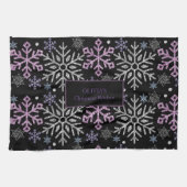 Sneeuwvlok Kerst Paarse Zilver Theedoek (Horizontaal)