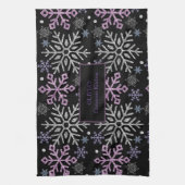 Sneeuwvlok Kerst Paarse Zilver Theedoek (Verticaal)
