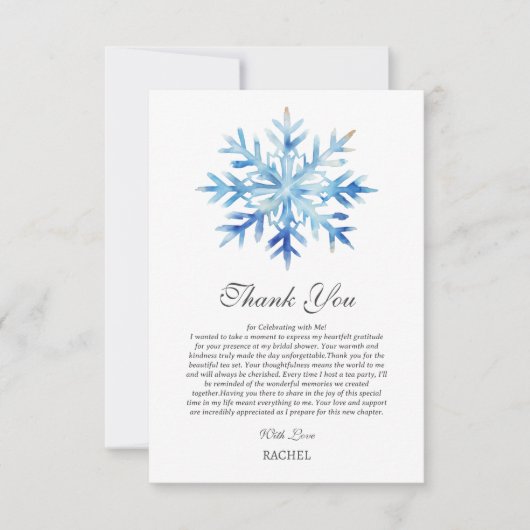 Sneeuwvlok Kerst Winter Thema Vrijgezellenfeest Bedankkaart (Voorkant)