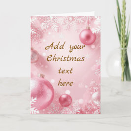 Sneeuwvlok & Kerstbal Kerstkaart Roze Wit Goud Kaart