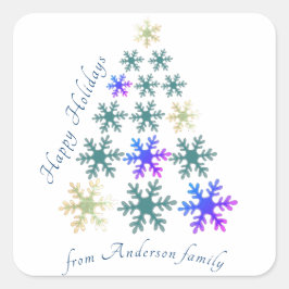 Sneeuwvlok Kerstboom Persoonlijke Feestdagen Vierkante Sticker