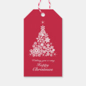 Sneeuwvlok Kerstboom rood en wit cadeau label Cadeaulabel (Voorkant)