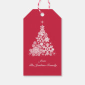 Sneeuwvlok Kerstboom rood en wit cadeau label Cadeaulabel (Achterkant)