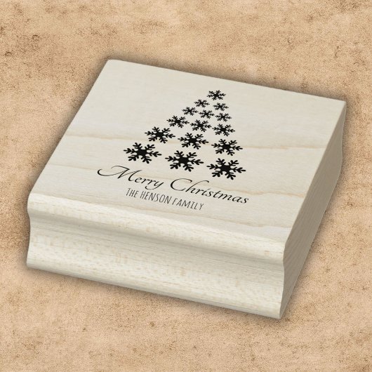 Sneeuwvlok Kerstboom Script Aangepaste vakantie Rubberstempel