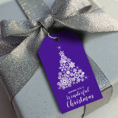 Sneeuwvlok Kerstboom ultra violet en wit Cadeaulabel