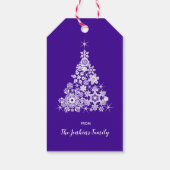 Sneeuwvlok Kerstboom ultra violet en wit Cadeaulabel (Achterkant)