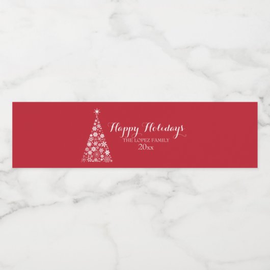 Sneeuwvlok, Kerstboom Waterfles Etiket (Enkel label)