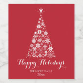 Sneeuwvlok, Kerstboom Wijn Etiket (Enkel label)