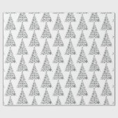 Sneeuwvlok Kerstboom Zwart Wit Cadeaupapier (Vlak)