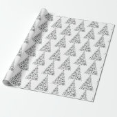 Sneeuwvlok Kerstboom Zwart Wit Cadeaupapier (Uitgerold)