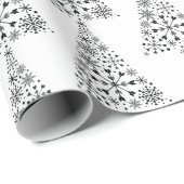 Sneeuwvlok Kerstboom Zwart Wit Cadeaupapier (Rol Hoek)