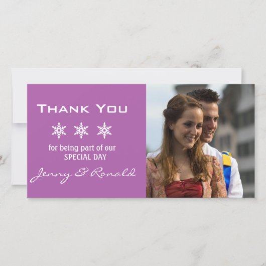 Sneeuwvlok Kerstbruiloft Bedankt PhotoCard (Voorkant)