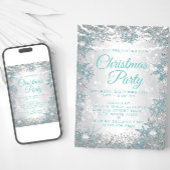 Sneeuwvlok Kerstfeest Uitnodigingen in Tealblauw