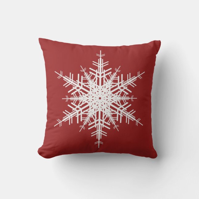 Sneeuwvlok Kerstkussen in rood Kussen (Voorkant)