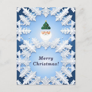 Sneeuwvlok Kerstman Hoofd Festief Kerstmis Winter Briefkaart