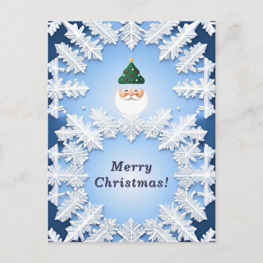Sneeuwvlok Kerstman Hoofd Festief Kerstmis Winter Briefkaart (Voorkant)