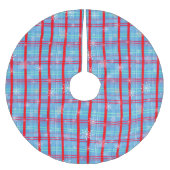 Sneeuwvlok Kerstmis Blauw Winter Plaid Kerstboom Rok (Voorkant)