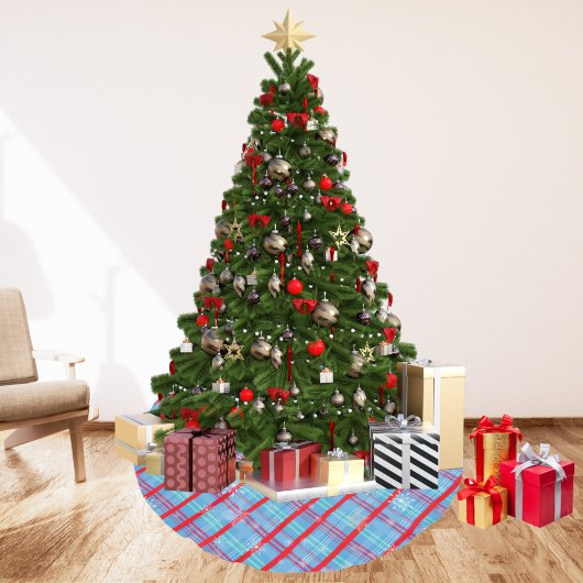 Sneeuwvlok Kerstmis Blauw Winter Plaid Kerstboom Rok