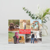 Sneeuwvlok Kerstmis Familie Foto Collage Feestdagenkaart (Staand voorkant)